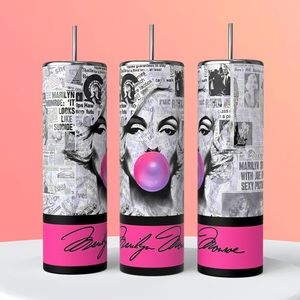 Marilyn Monroe Newspaper Article Bubble Gum 20oz Skinny Tumbler